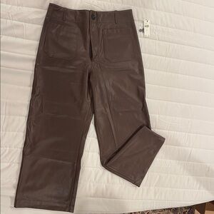 Maeve Chocolate Faux Leather Trousers NWT
